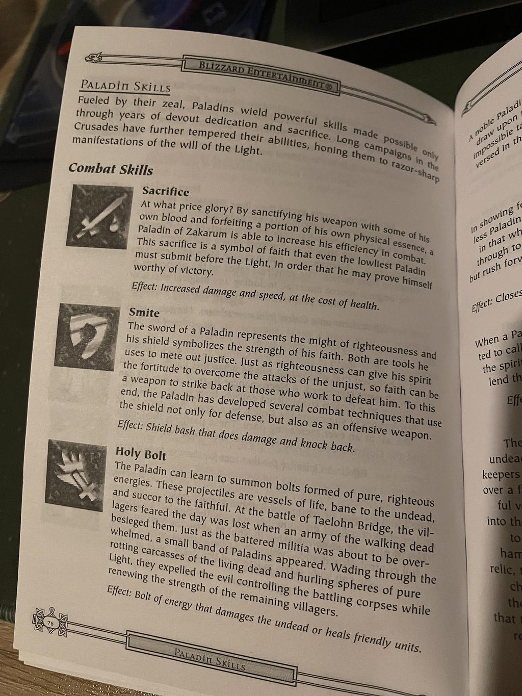 A sample of the manual that came in the game box