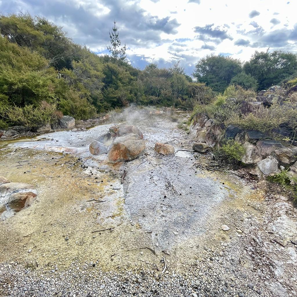 A geothermal vent under some rocks