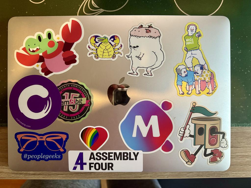 My laptop at the time, covered in stickers